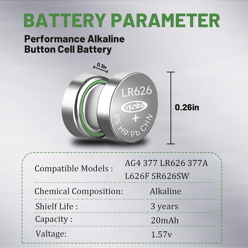 100 Pack SR626SW 377 Watch Battery Replacement AG4 LR626 LR66 377A 376 L626 SR626 626SW V377 1.55V Button Cell Batteries,Long-Lasting & Leak-Proof...