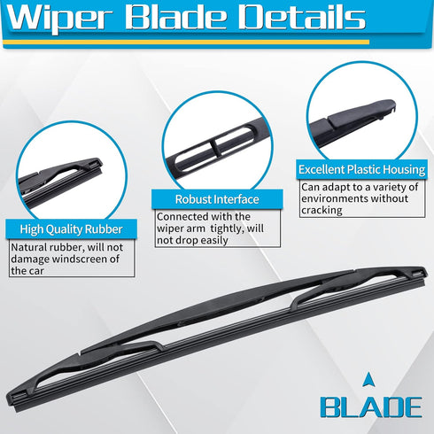 Rear Wiper Arm Blade, Replacement for Ford Escape 2008-2012 - ZOFFI Back Windscreen Wiper Assembly Replacement - All Season Natural Rubber Cleanin...