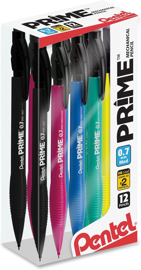 Prime Mechanical Pencils, 0.7 mm, Medium Point, Assorted Barrel Colors, Pack of 12...