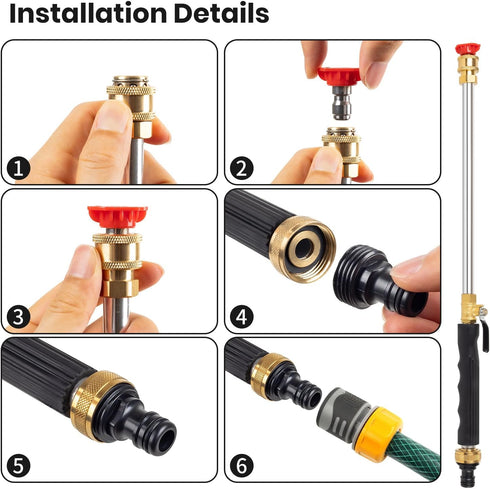 High-Pressure Jet Nozzle Power Washer for Garden Hose, High Pressure Hose Nozzle, Sprayer with 2 Metal Nozzles, Washer Wand Watering Sprayer for C...