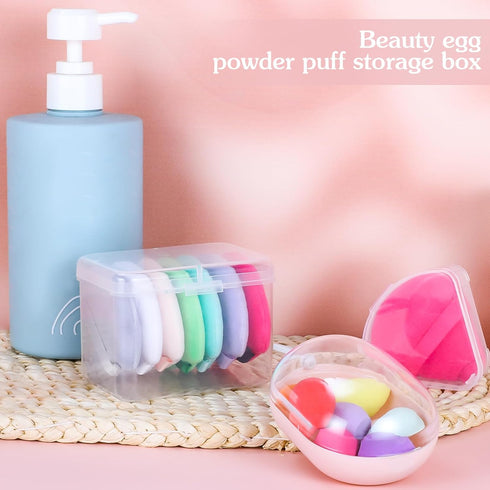 4 Pcs Makeup Sponge Holder Case, Beauty Blender Holder Cosmetic Egg Makeup Sponge Powder Puff Protective Container Storage Box for Travel (Transpa...