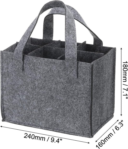 PATIKIL 6 Bottle Wine Carrier Tote Bag, Wine Bottle Carrying Bag with Divider Reusable Wine Storage Bag Felt Grocery Bags Portable Gift Bag, Grey...