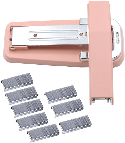 Rotatable Desktop Staples, 5.2 Inch Labor Saving Pink Stapler for about 30 Sheets Capacity with 400 Pcs No.12 Staples (Pink)...