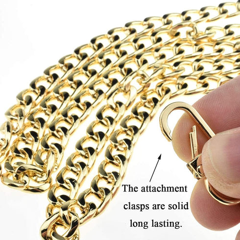 HAHIYO Purse Chain Strap Length 47.2" SPOT-ON Gold for Shoulder Cross Body Sling Purse Handbag Clutch Bag Replacement Strap Comfortable Flat 0.4" ...