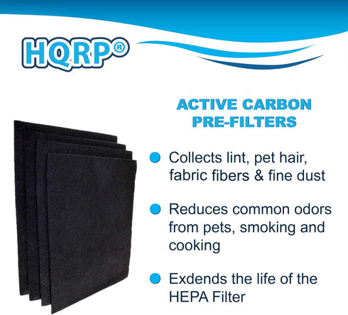 HQRP 4-pack Carbon Filters compatible with Honeywell HPA200, HPA250, HPA090, HPA100 series HPA201, HA202, HPA204, HPA250B, HPA094, HPA104, HPA105,...