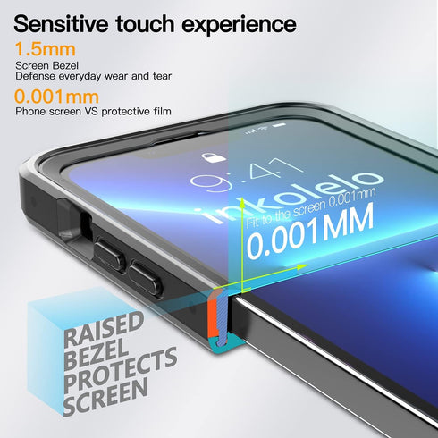 Inkolelo iPhone 13 Pro Waterproof Case, Full-Body Protector, Floating Strap IP68, 6.1 inch (2021) - Matte Black/Orange...