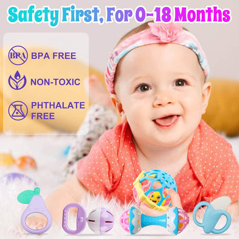 Baby Rattles 0-6 Months: Rattles for Babies 0-6 Months Baby Rattles Toys 0-3-6-12 Months Infant Rattle Toys for Babies 0-6 Months Teething - Newbo...