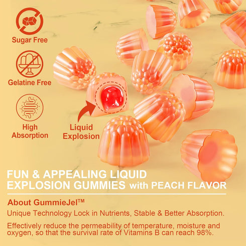 Vitamin D3 5000IU + K2 (MK-7) 120mcg, Sugar-Free Vitamin D3 K2 Filled Gummies with Vitamin B Complex - Methyl B12, B9, B6 | Vitamin E & Zinc, MCT ...