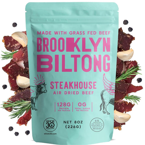 Brooklyn Biltong Air Dried Grass Fed Beef Snack, South African Beef Jerky (8 oz, Pack of 1) - Whole30 Approved, Paleo, Keto, Gluten Free, Sugar Fr...
