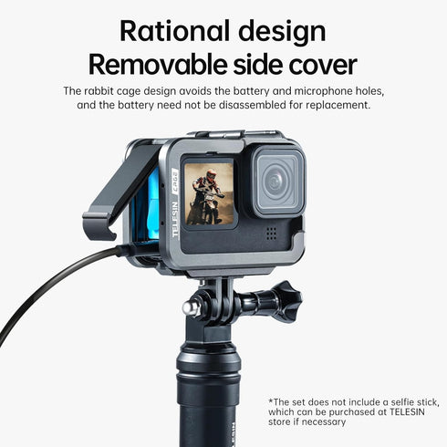 TELESIN Aluminum Case Metal Cage Protective Frame Housing for GoPro Hero 12 11 10 9 Black, Fits for Go Pro When ND CPL Lens Filter Max Lens Mount ...