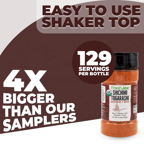 FreshJax Organic Shichimi Togarashi Seasoning Mix (5.4 oz Bottle) Non GMO, Gluten Free, Keto, Paleo, No Preservatives Togarashi Spice | Japanese 7...