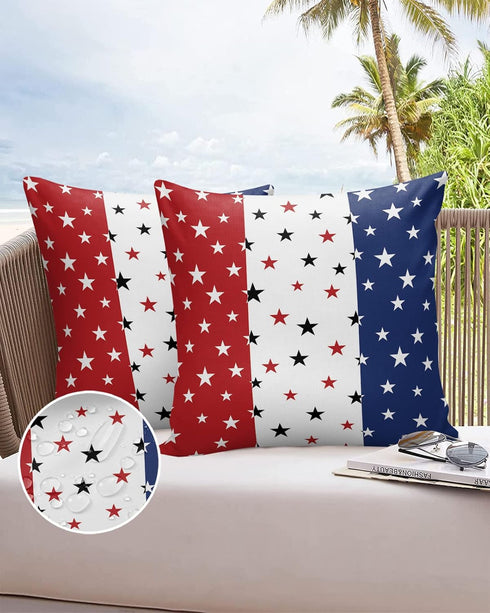 Waterproof Pillow Covers for Couch Throw Pillow Cases Set of 2, Independence Day Decorative Cushion Pillow Covers 18x18In,Indoor Outdoor Decoratio...