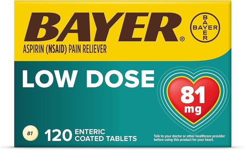 Bayer Aspirin Regimen , 81mg Enteric Coated Tablets, Pain Reliever/Fever Reducer, 120 Count...