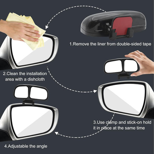 Blind Spot Mirror, Car Rear View Mirrors, Universal Car Auxiliary Mirror, HD True Glass, Adjustable Wide Angle Auxiliary Double-Side Mirror, Left,...