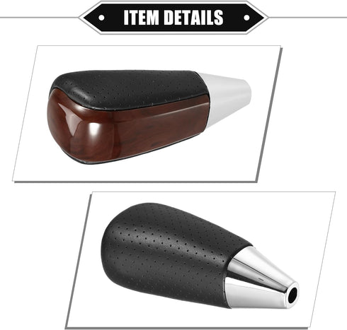 Automatic Gear Shift Knob Compatible for Toyota Land Cruiser 2003-2021, Durable Faux Leather Plastic Black Brown Drilled Grain Pattern...