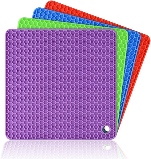 CAKETIME Silicone Trivet Mats - Hot Pads Spoon Rest, Multipurpose Trivet for Hot Dishers Heat Resistant Food Grade Silicone Set of 4...