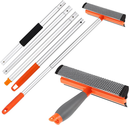 Window Squeegee for Home, 2 in 1 Window Cleaning Car Squeegee Windshield Cleaning Sponge and Silicone Squeegee,Window Cleaner Tool with Extension ...