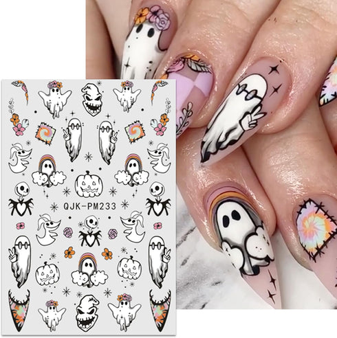 JMEOWIO 9 Sheets Halloween Nail Art Stickers Decals Self-Adhesive Cute Pumpkin Ghost Nail Supplies Nail Art Design Decoration Accessories...