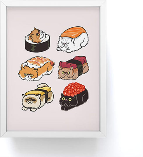Society6 - 69796-frmp01 Huebucket Sushi Persian Cat Mini Art Print, White Frame...