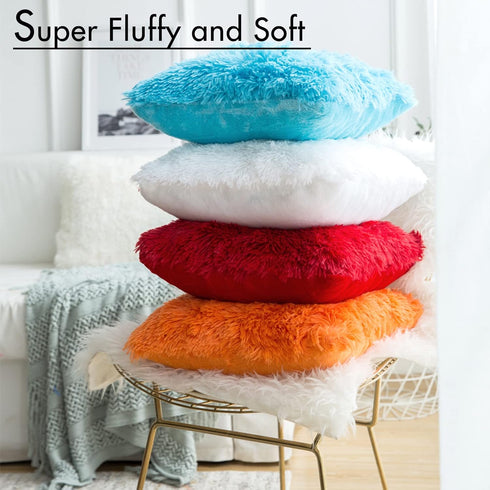 MIULEE Pack of 2 Luxury Faux Fur Throw Pillow Cover Deluxe Winter Decorative Plush Pillow Case Cushion Cover Shell for Sofa Bedroom Car 18 x 18 In...