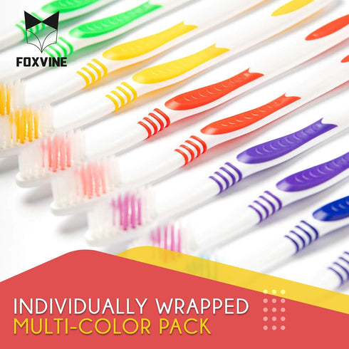 Bulk Toothbrushes 25 Pack | Individually Wrapped Travel Toothbrush Set for Adults & Kids | Made with a Medium-Soft Large Brush Head | BPA-Free & D...