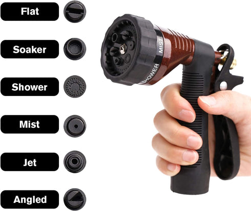 GREEN MOUNT Water Hose Nozzle Spray Nozzle, Metal Garden Hose Nozzle with Adjustable Spray Patterns, Perfect for Watering Plants, Washing Cars...