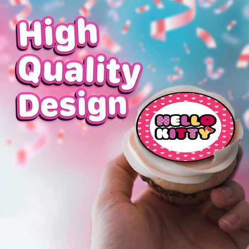 30 x Edible Cupcake Toppers – Cute Pink Cat Inspired Party Collection of Edible Cake Decorations | Uncut Edible on Wafer Sheet...