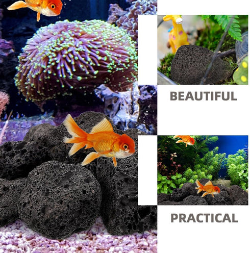 INOOMP Aquarium Lava Rocks, 1 Set of Black Volcanic Rocks Natural Lava Pebbles Stones Planter Natural Stones for Fireplaces Fire Pits Plants Culti...