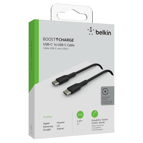 Belkin USB-C to USB-C Cable (1M/3.3ft), USB-C Fast Charging Cable for iPhone 15, iPhone 15 Pro, iPhone 15 Pro Max, iPhone 15 Plus, Galaxy S23, S22...