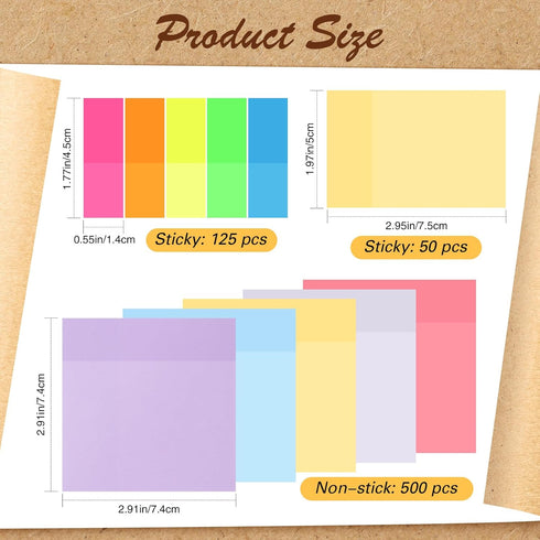 675 Pages Multicolor Sticky Notes Set with 2 Stimulating Card for Students Back to School Memo Cube with Pencil Case for Office School Bible Home...