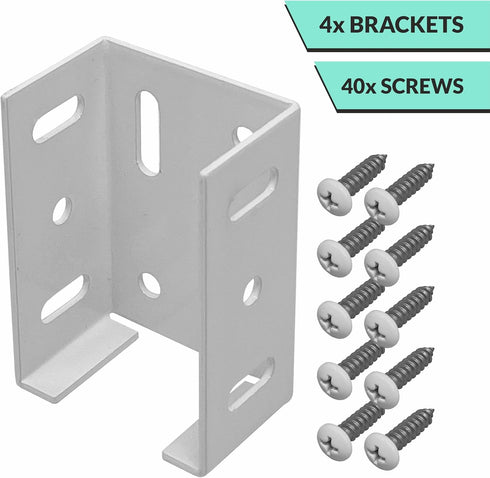 Heavy Duty Aluminum Fence Bracket for Vinyl Fencing Panel to Post Connection, Metal Replacement for 2.75in Plastic Brackets, Fits 2-3/4" Rails, 4 ...