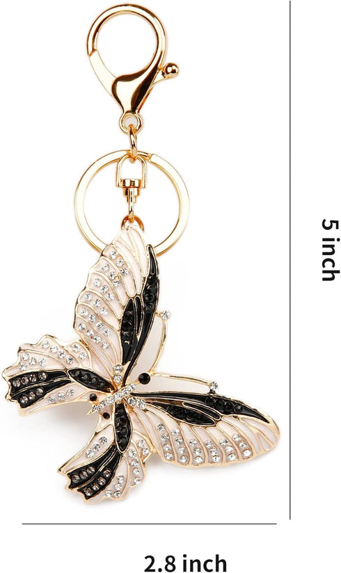 Lucky Butterfly Colorful Opal Rhinestone Plating Women Car/Bag Keychain Purse Charm...