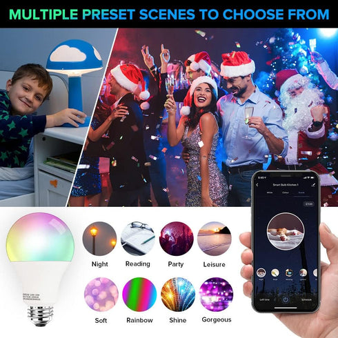 Smart Light Bulbs, 3Stone 100W Equivalent WiFi LED Color Changing Bulb Dimmable 2700K-6500K RGBCW, Compatible with Alexa, Google Home 2.4Ghz Only,...