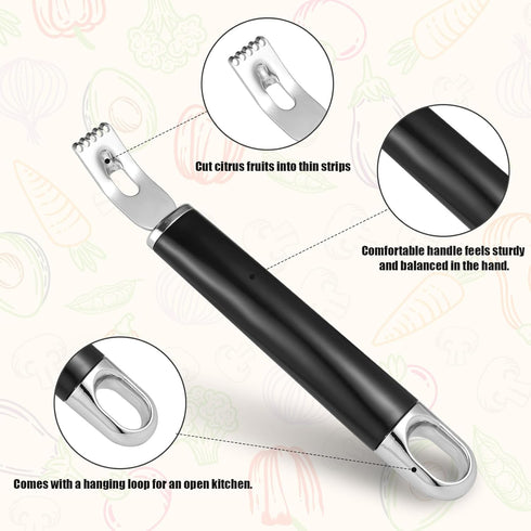 Channel Knife, 2-in-1 Lemon Twist Peeler Stainless Steel Lemon Peeler Zester Bar Tool Cocktail Garnish Citrus Lemon Rind Zester Tool for Kitchen B...