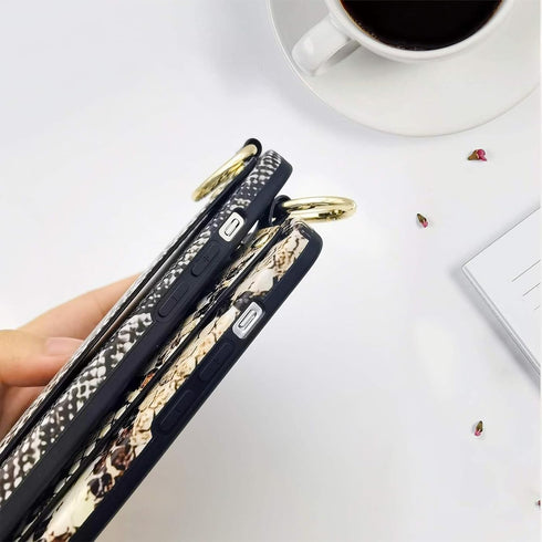 siduater Hand Strap Case for 6.7" iPhone 15 Pro MAX with Kickstand, Wrist Band Strap Snake Pattern Textured Soft Shockproof Cover, Adjustable Hand...