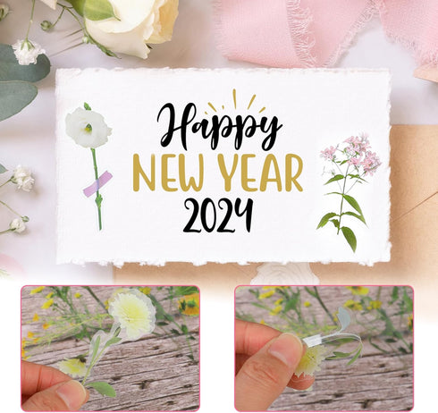 240 Pcs Plants Flowers Stickers, Botanical Stickers Set, Transparent Flower Stickers, Clear Pressed Wildflower Stickers Vintage Floral Botanical J...