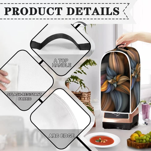 Brown Flower Blender Cover Dust Proof Washable Small Appliance Cover, Durable Foldable Dust Cover Kitchen Decorations for Blender Food Processor j...