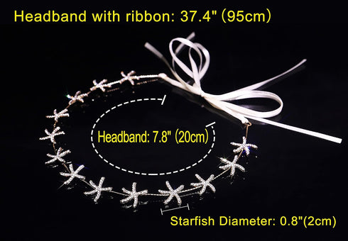 Bienvenu Women's Girl's Starfish Handband Gold Crystal Jewelry Crown Bridal Wedding Hair Accessories,Gold...
