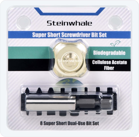 10in1 Short Stubby Mini Screwdriver for tight spots, Cellulose Acetate Fiber Made Handle, Double-headed High Hardness S2 Steel Bits, Exquisite EDC...