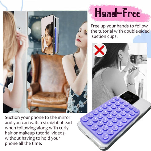 2 Pack Silicone Suction Cup Phone Case Mount Double Sided, Non Slip Phone Accessories for CellPhone, Hands-Free Strong Grip Silicon Phone Holder f...