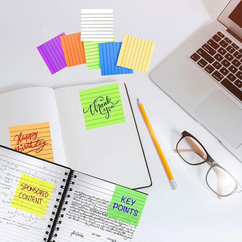 800 Sheets Lined Sticky Notes, 3x3 in, 16 Pads Sticky Notes, Bright Post Stickies Multi Colors Square Self Pad Its Meeting Note for Office Homesch...