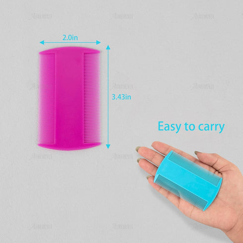 AUEAR, 12 Pack Pet Flea Lice Combs Double Sided Fine Tooth Dogs Cats Grooming Combs Remove Float Hair Tear Marks Tick Removal Tool (6 Colors)...