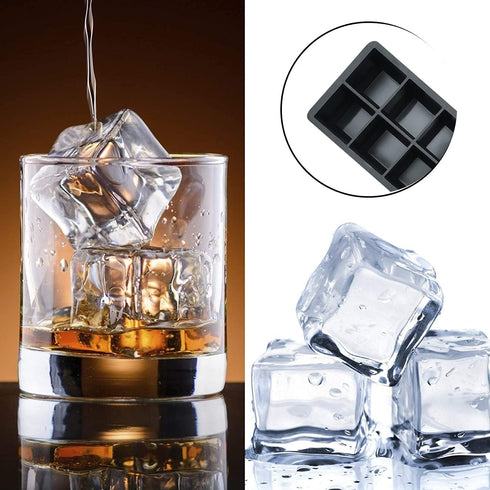 Froz Silicone Ice Cube Trays 2 Pack - Makes 8 Big 2 Inch Square Ice Cubes for Whiskey and Cocktails - Large King Size Mold for Freezer...