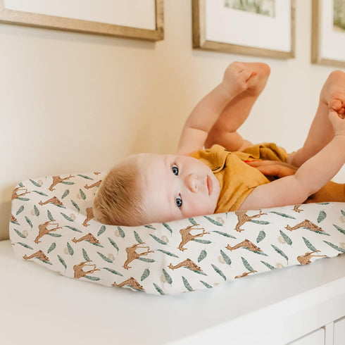 Stretchy Changing Pad Covers BROLEX Carddle Sheet Set for Baby Boys Girls,2 Pack Jersey Knit,Giraffe Leaf...