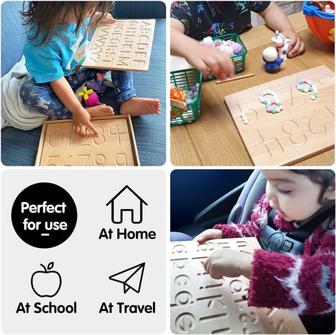 My First Learn to Write Wooden Number Tracing Board Preschool Handwriting Practice for Kids Age 3 4 5 Double-Sided Learning to Write ABC Education...