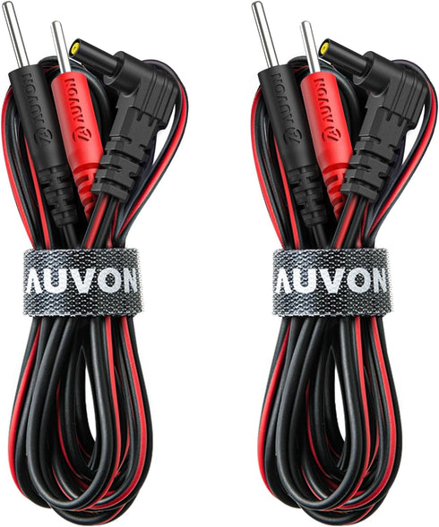 AUVON 2 x TENS Unit Electrode Lead Wires, Premium Lead Wires with Soft TPE Material for 40,000+ Bends, Universal and Compatible with Most TENS Uni...