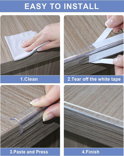 Baby Proofing, 6.6ft Edge Protector Strip Clear, Silicone Soft Corner Protectors with Upgraded Pre-Taped Strong Adhesive, Edge Protectors for Shar...