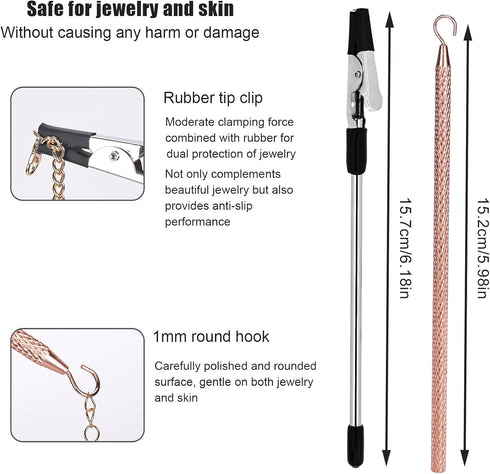 2pcs Bracelet Helper Tools, Bracelet Assistance Tool Bracelet Fastener Helper Tool Hook Quick Wear and Disassembly Jewelry Helper for Necklace Bra...