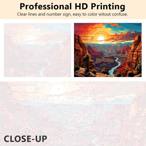 TISHIRON Paint by Numbers Kit for Adults, US Grand Canyon National Park DIY Paint by Numbers, Sunset Colorful Pop Art Paint by Numbers Kit for Adu...