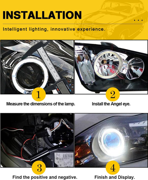 Qasim 1 Pair 90MM 66SMD COB LED for Angel Eyes Halo Ring DRL LED Fog Light Lamp with Cover White 12V 24V DC...